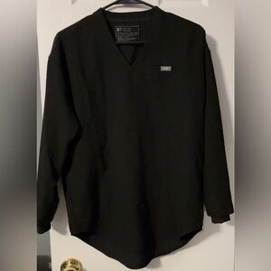 Figs Black Halle Long Sleeve V-Neck Scrub Top